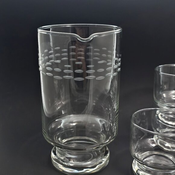 Princess House Heritage Cocktail Pitcher 6 Glasses & Stir Stick server beaker - Picture 3 of 11